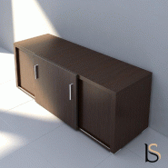 Meuble bas à portes coulissantes Quando - MDD - Wengé