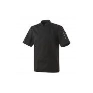 Veste de cuisine mixte - manches courtes - Nero MC - col officier - boutons pressions cachés - Phirejo_2