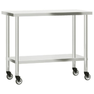 Vidaxl table de travail de cuisine avec étagère 110x55x120 cm inox 3208898_2