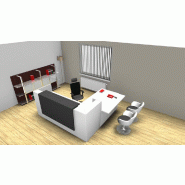 Bureau d'accueil angle Z2 avec accès bas sur le côté - Officity. - Gris ombre, Droite, Blanc_0