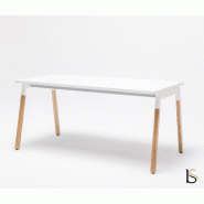 Bureau individuel Ogi Wood - MDD - Blanc, 160 x 70 cm, Non_3
