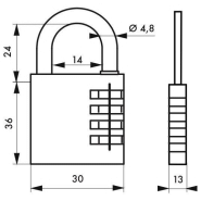 Cadenas à clé RB 30 mm - corps laiton monobloc - anse acier nickelé - 10 000 combinaisons possibles - Thirard_2