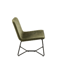 Chaise lounge RATRI - velours vert olive, pieds métal noir - style industriel_2