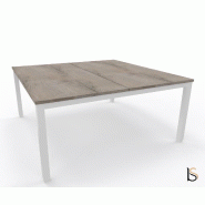 Bureau 2 personnes Tempo avec passe-câbles  - Mobel Linea - 140, Blanc, Chêne moyen_2