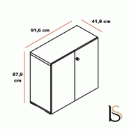 Armoire à portes battantes Mito - MDD - Blanc brillant, Sycomore clair_2