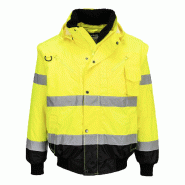 Blouson Bomber  3-en-1 Haute Visibilité Bicolore - Orange/Marine / L_2