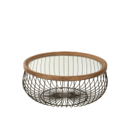 Set de 2 tables basses rondes Tazzy - Bois massif, verre trempé et métal - Dimensions L100xH43xP100 & L80xH35xP80_2