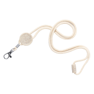 Tour de cou en coton - boucle de sécurité, mousqueton en métal et badge écologique en paille de blé - idéal pour le doming_2