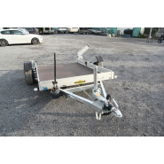Remorque de qualité hors norme dotée d'un système hydraulique qui se pose au sol pour le transport d'une petite monoplace, une grosse moto - humbaur - hkt 4089 132515s_2