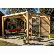 Auvent veneto bois + ventelles mur - 12,20 m2 - dimensions 3,39 m x 3,60 m
