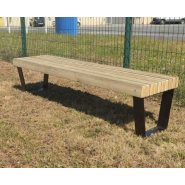 Banquette City en bois - Pieds en acier noir satiné - 2m de long - Mobilier urbain_2