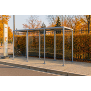 Abri bus Medium - Modulaire et personnalisable avec bois, verre et métal_1