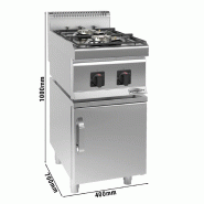 Cuisinière à gaz - 10 kW - 2 brûleurs - incl. Soubassement avec 1 porte  - Mario 700 | GGM -GHK400-E-UBK400-E_2