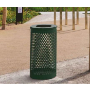 Corbeille publique Losange 120 litres - acier et tôle découpé - serrure à clé triangle_2