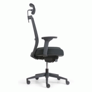Fauteuil ergonomique Ergo - mécanisme synchrone, soutien lombaire réglable, accoudoirs et têtière ajustables, dossier en résille noire_3