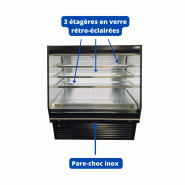 Vitrine réfrigérée semi-verticale 3 niveaux MILANO PLUS - EORI-SV-1330 et EORI-SV-1955, 3 + base, LED, -1°C à +7°C, EUROVITRINE_2