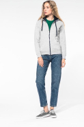 Sweat-shirt zippé à capuche contrastée femme - Kariban Réf: K467 - 80% coton peigné / 20% polyester_2