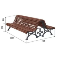 Banc public Romantico - 18 ou 35 lames en bois exotiques - Piétement en fonte avec platine centrale_2