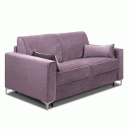 Canapé convertible express Jackson 140 cm - sommier à lattes - cuir vachette parme - matelas 16 cm_2