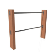 Support vélo en bois et acier inoxydable - Référence BTSVD - Double barre 1200mm à sceller_2