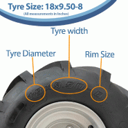 Roue P328 à centre ouvert, pneu 18x9,50-8 monté sur jante, rotavator à crampons, 4 goujons, entraxe de 100 mm_2