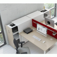 Ensemble de 4 postes Ogi A avec maxi caissons - MDD - Blanc, Wenge_2