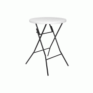 Mange-debout pliant - 110x80 cm - Housse élastique rose - Structure acier et plateau PEHD_2