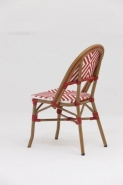 Chaise de terrasse parisienne - chevrons rouges et blancs - structure aluminium et cannage polyéthylène_2