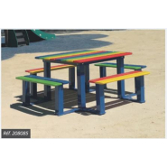 Table pique-nique enfant - SILAOS JUNIOR - adaptée maternelle et primaire - structure acier peint et bois exotique_2