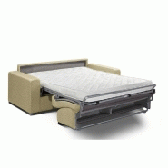 Canapé convertible 2-3 places ALLURE - Matelas Memory 20 cm - Sommier à lattes 120x197 cm - Cuir vachette beige_2
