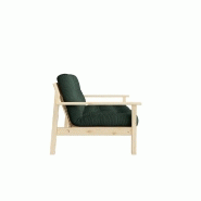 Canapé convertible futon UNWIND - Pin naturel - Coloris algue - 130 x 190 cm - Style scandinave_2