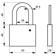 Cadenas à clé CP 50mm Thirard - Corps laiton, anse acier cémenté, sans cylindre, garantie 10 ans_2