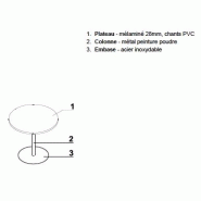 Table de réunion ronde avec base chromée Ogi - MDD. - Blanc 9010, 80, Bouleau clair_2