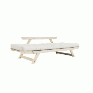 Banquette méridienne futon BEBOP en pin naturel - Coloris naturel - Couchage 75 x 200 cm - Convertible et design moderne_2