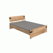 Lit tiroirs Lisburn style industriel 140 x 200 cm - Chêne poutre - Avec 2 tiroirs de rangement pratiques_2