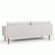 Canapé 3 places design scandinave Anton - tissu tweed sable - dossier capitonné et piétement en chêne_2