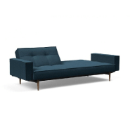 Canapé convertible Splitback Styletto avec accoudoirs - pieds fuseau chêne noyer - tissu Argus Navy Blue - couchage 115x210 cm_2