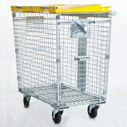 Conteneur déchets grillagé 770L - galvanisé à chaud - capacité 400 kg - roues pivotantes avec freins_2