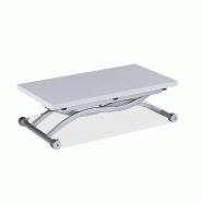 Table basse relevable extensible Hirondelle compacte - Mélaminé chêne blanc 100 x 57/114 cm - Design moderne et gain de place_2