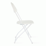 Chaise pliante blanche en plastique - structure acier et assise en résine haute densité - usage intérieur/extérieur_2