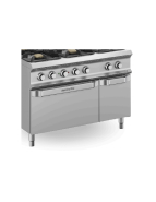 Fourneau 6 feux gaz sur four électrique GN 2/1 avec placard - Flex Burner haute puissance - Modèle IPX5 - 6x5.5 Kw - MBM_2