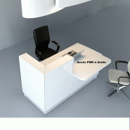 Banque d'accueil compacte Linea avec accès PMR sur le côté - MDD - 165, Droite, Blanc_0