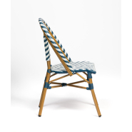 Chaise de terrasse esthétique et pratique - Rivoli - chevrons bleus et blancs - aluminium traité - empilable_2