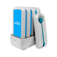 Station chargeur téléphone Blues Ergo - 5 batteries portatives avec câbles tridents (Lightning, Micro-USB, USB-C)_3