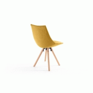 Lot de 2 chaises Sylvain - tissu jaune, pieds hêtre naturel, structure bois et métal_2
