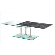 Table basse MATCH - céramique anthracite - 2 plateaux pivotants en verre - piètement chrome_2
