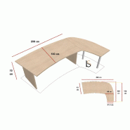Bureau courbe Tono avec retour - Mobel Linea - Acacia clair, Droite_2