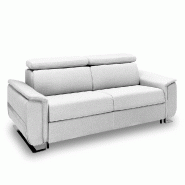 Canapé convertible express Réaumur - 140cm - Matelas 16cm - Pieds luge - Polyuréthane blanc cassé_2