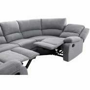 Canapé panoramique de relaxation 8 places MOSA - tissu gris - dossiers inclinables et repose-pieds_2