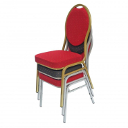 Lot de 12 Chaises Banquet Confort - Rouge et Dorée_2